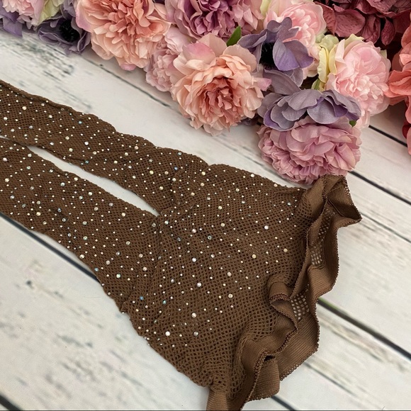 Sexy Coffee Fishnet Pantyhose with Crystal Rhinestones - Picture 11 of 16